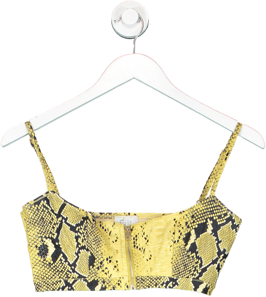 Oh Polly Yellow Snake Charmer Vegan Leather Crop Top UK 10