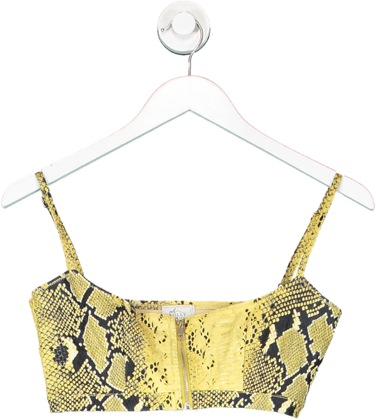 Oh Polly Yellow Snake Charmer Vegan Leather Crop Top UK 10