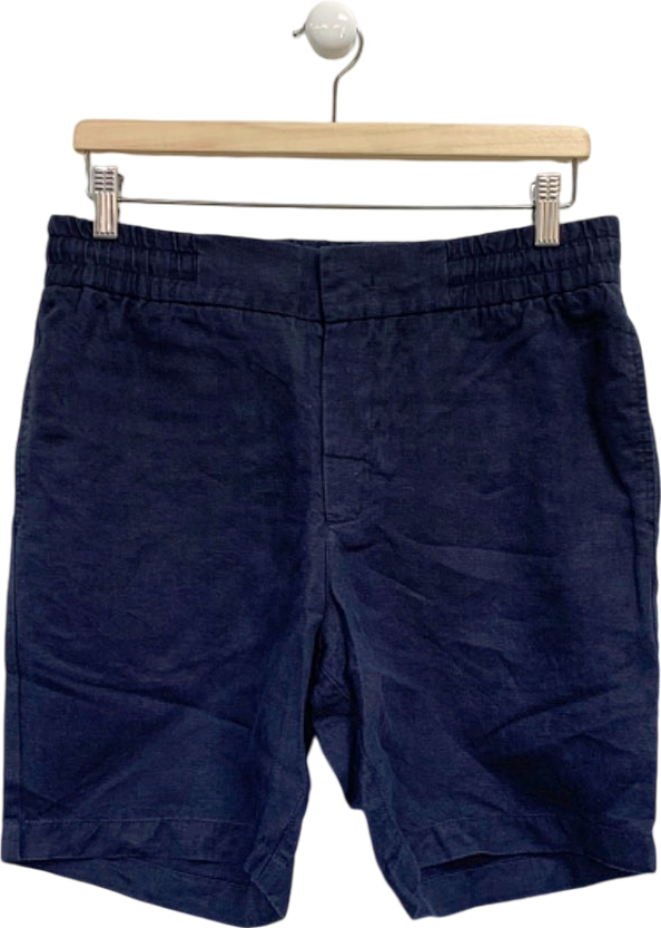 Orlebar Brown Navy Blue Linen Shorts W32