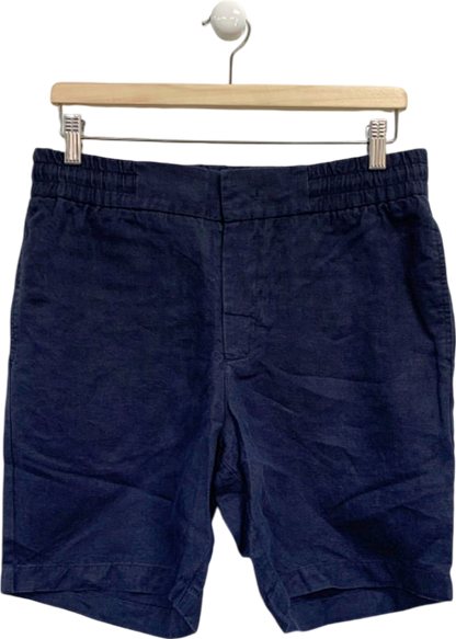 Orlebar Brown Navy Blue Linen Shorts W32