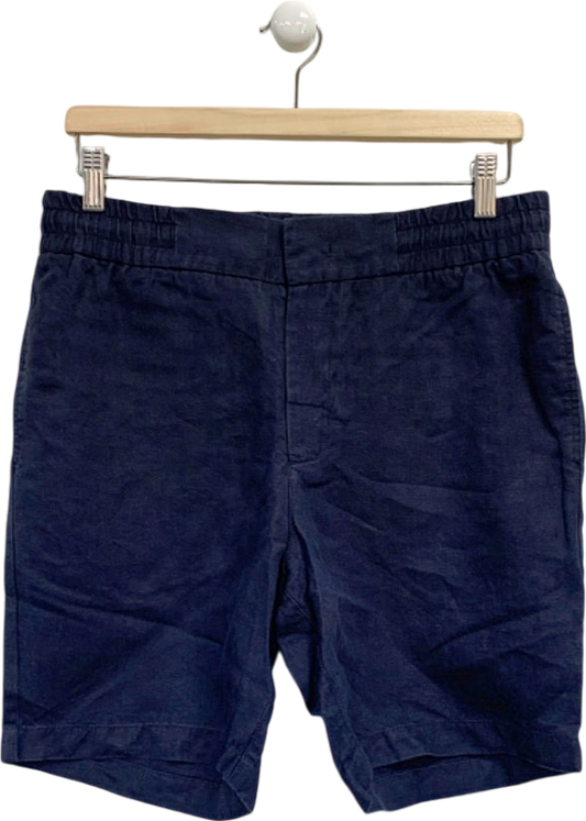 Orlebar Brown Navy Blue Linen Shorts W32