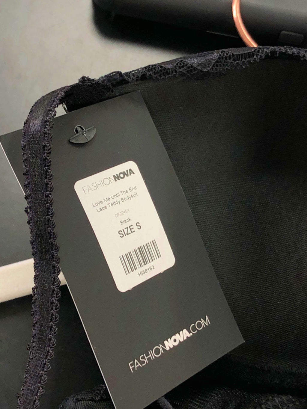 Fashion Nova Black Love Me Until The End Lace Bodysuit UK S