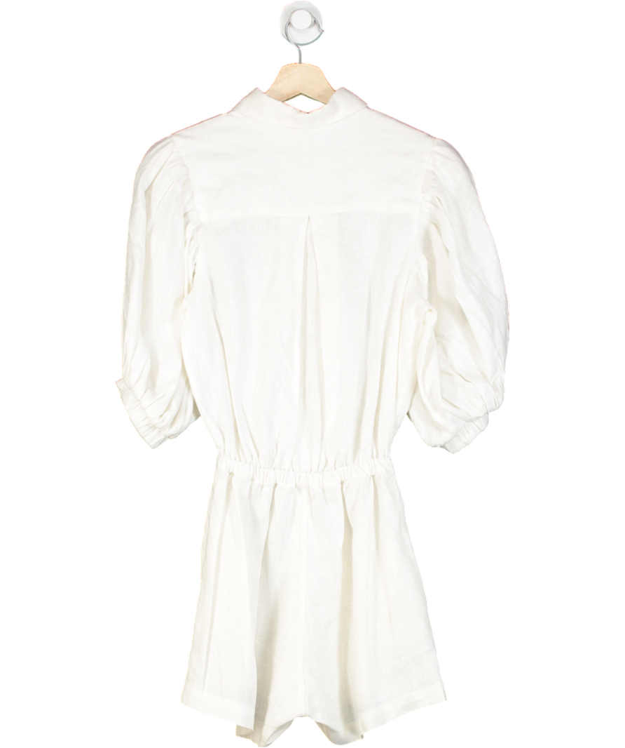 The Femm White Zoe Linen Romper Playsuit UK S