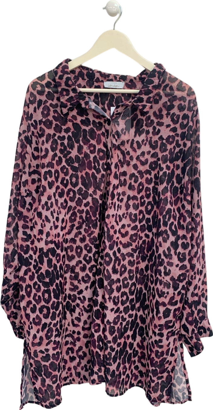 Yours Pink Leopard Print Blouse UK 30