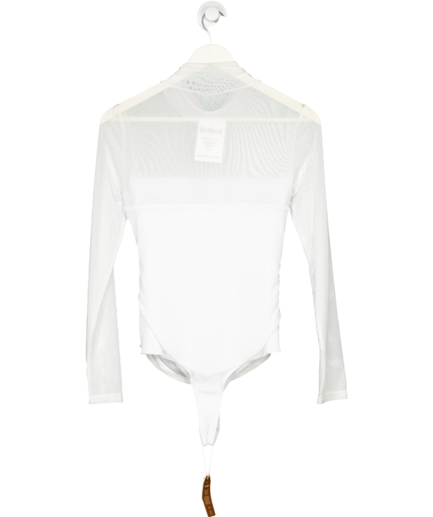 Reoria White High Neck Mesh Bodysuit UK M