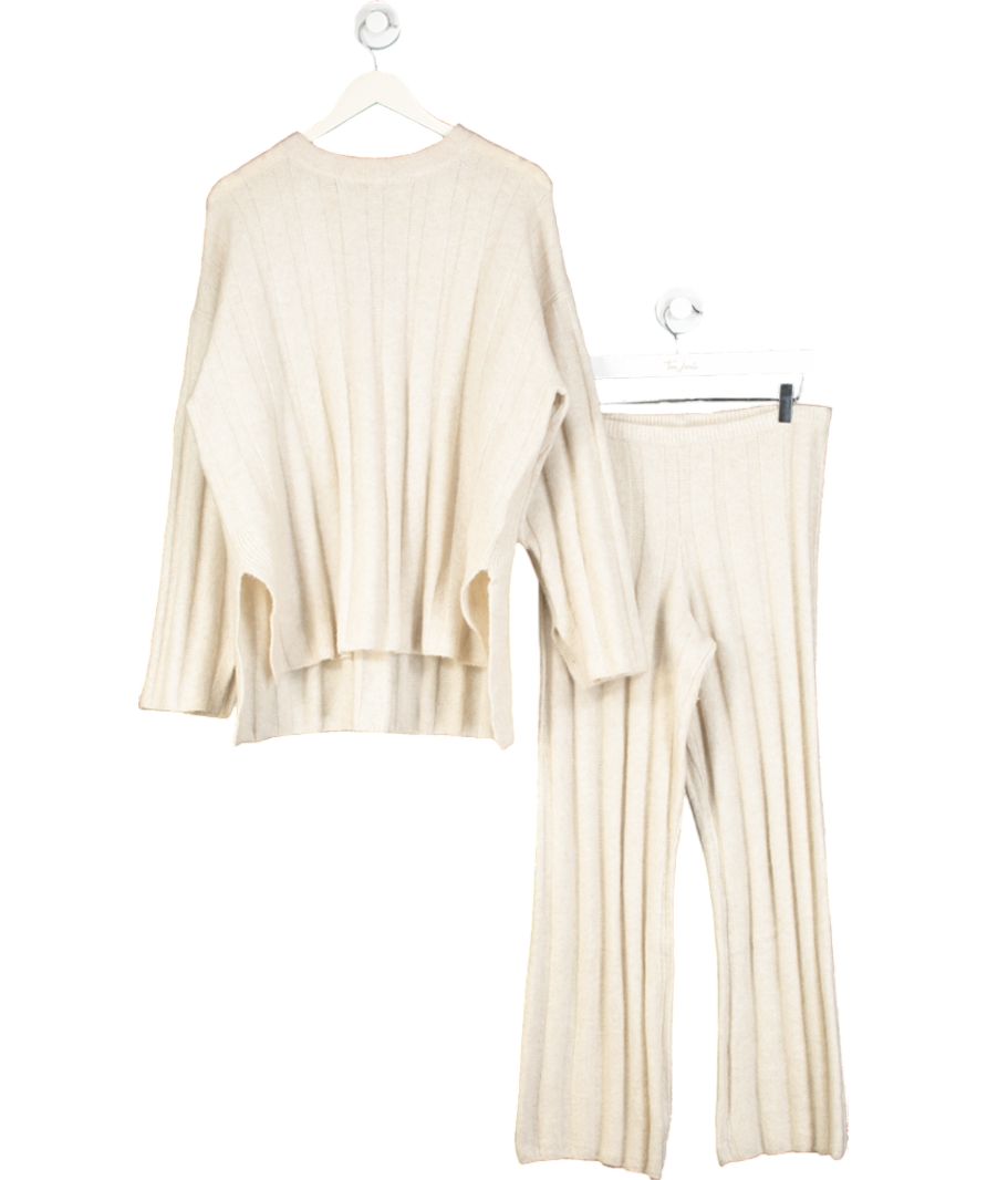 H&M Cream Wool Blend Rib Knit Co-ord Set UK S