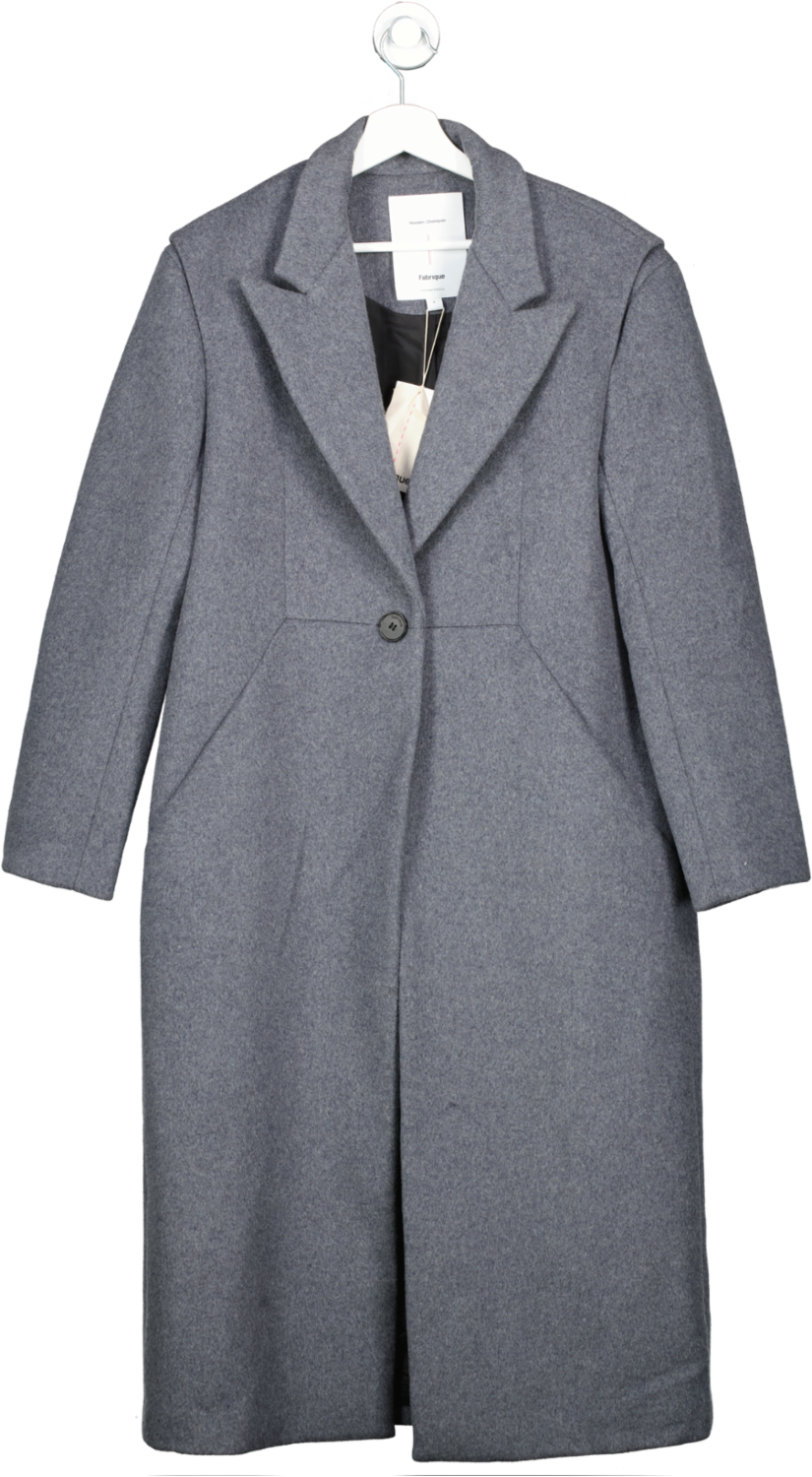 Hussein Chalayan Grey Cashmere Wool Blend Coat UK M