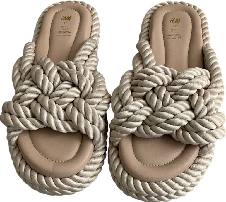 H&M Beige Rope Slides UK 6 EU 39 👠