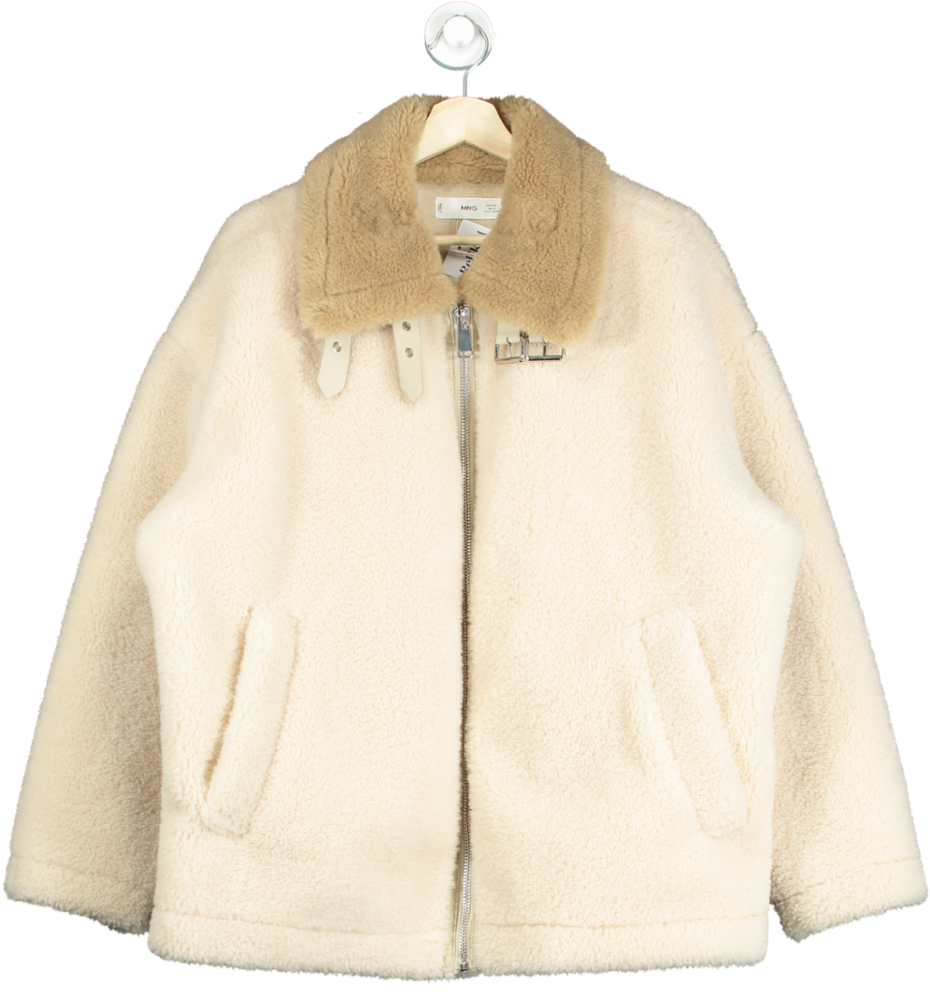 Mango Beige Shearling Jacket UK L