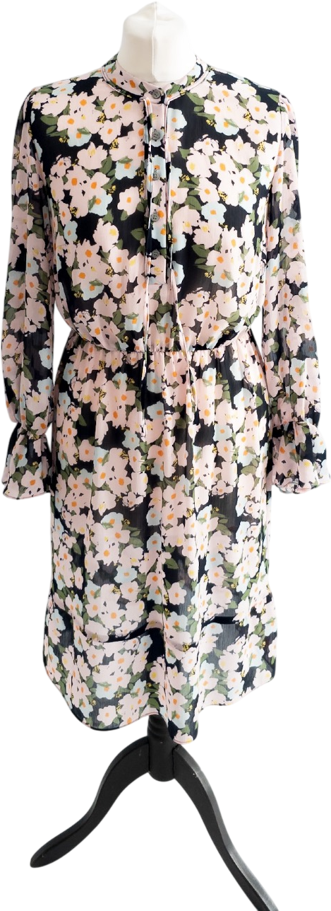 J. CREW Navy Blue Floral Midi Dress UK XS