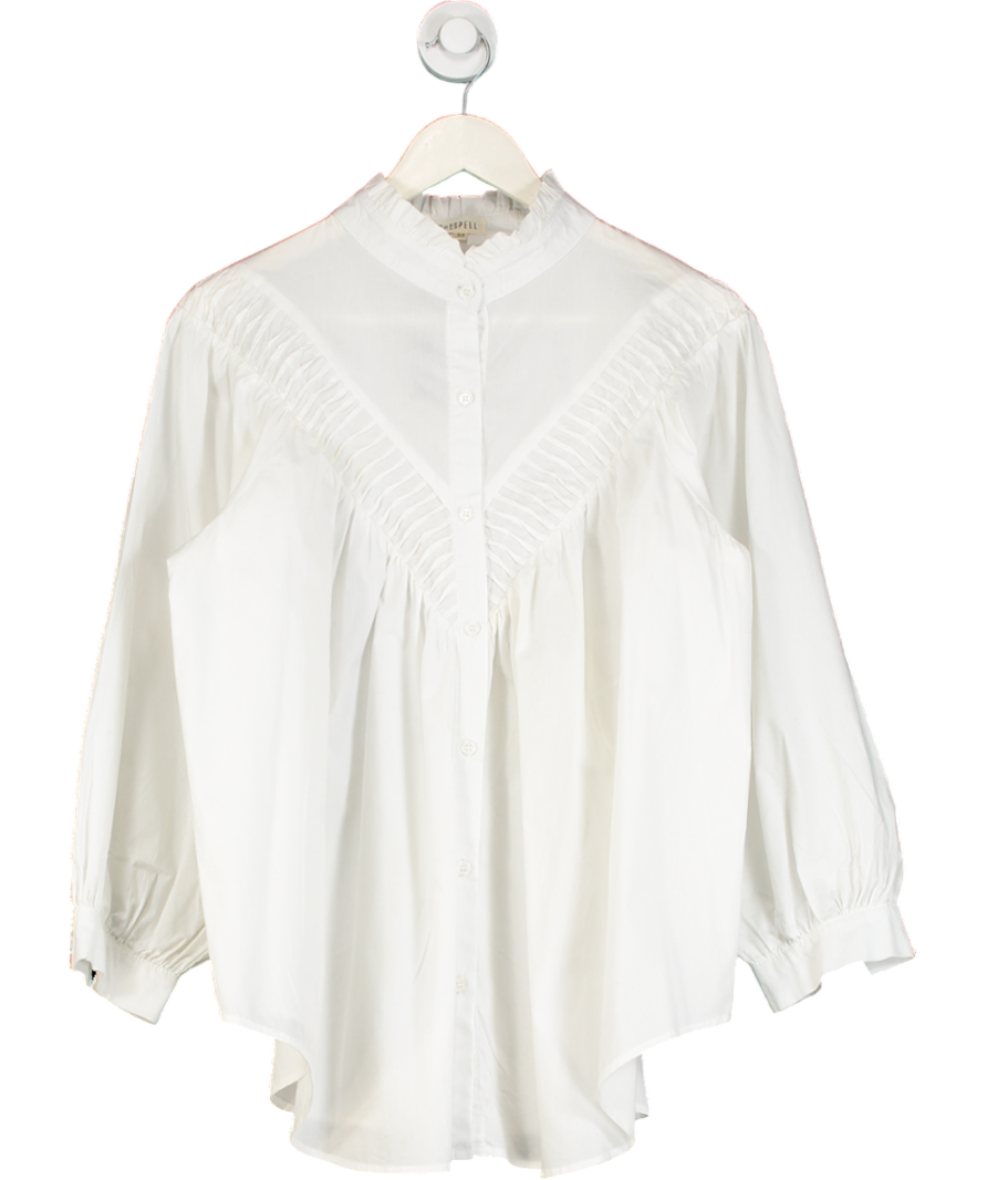 Ghospell White Frill Neck Shirt UK M