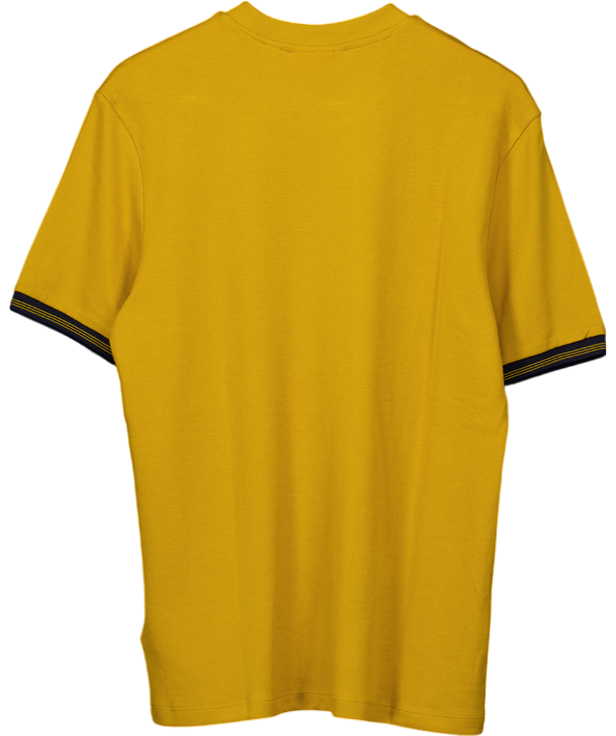 Ben Sherman Yellow Textured Tipped Tee In Mustard UK S