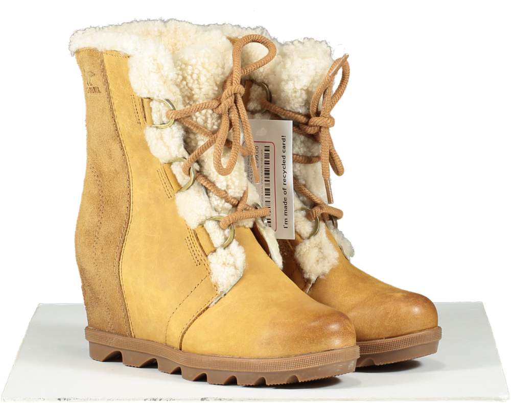 SOREL Beige L Joan Of Arctic Wedge Ii Shearling Boots UK 4.5 EU 37.5 👠