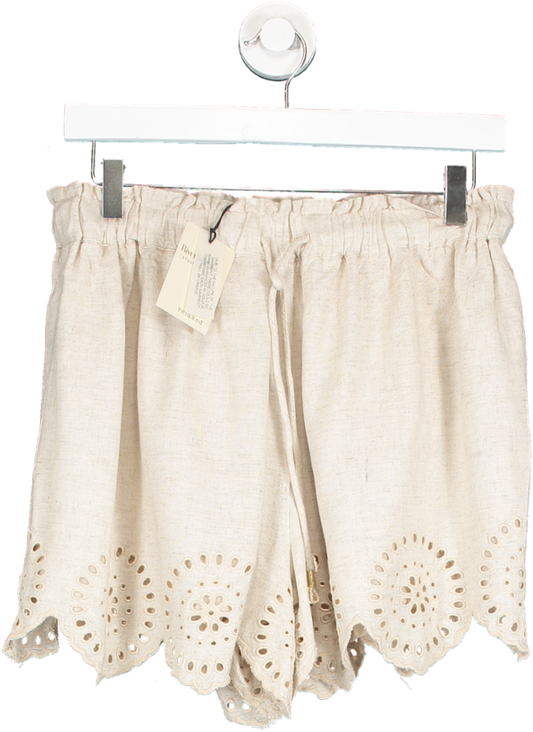 River Island Beige Linen Look Casual Pull On Shorts UK 10