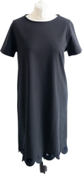 CHINTI & PARKER Navy Blue Organic Cotton Scalloped Hem Detail T-shirt Dress UK M