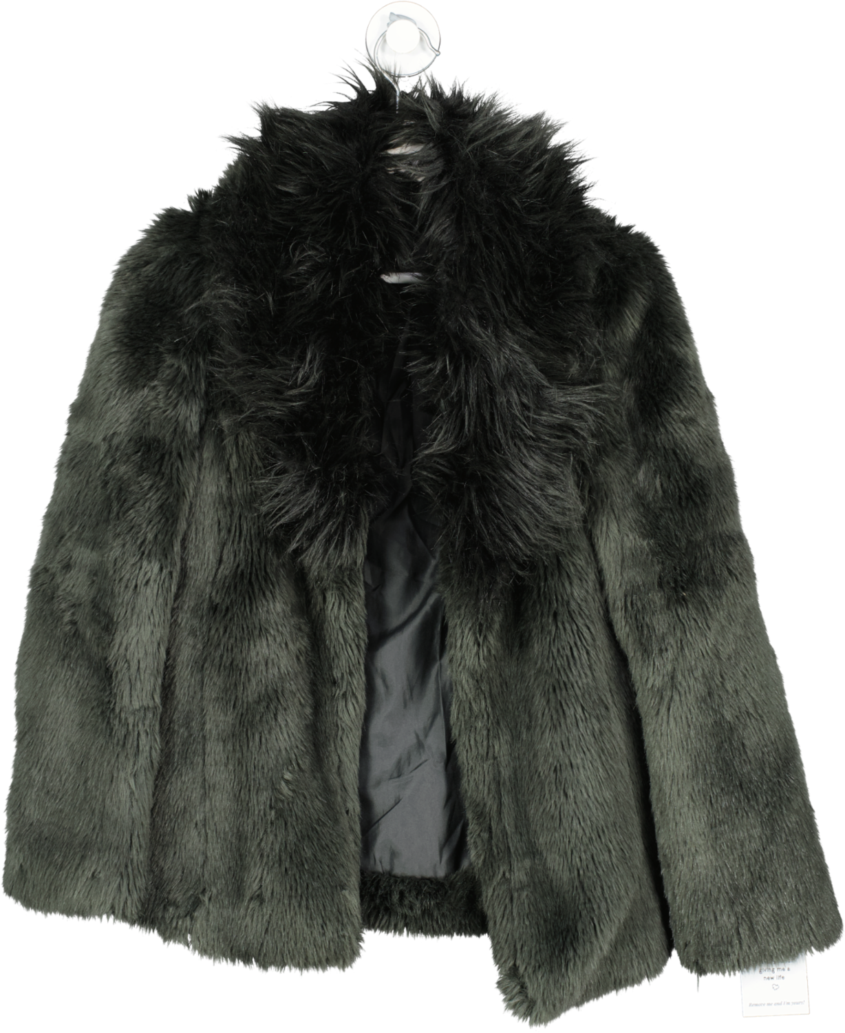 Topshop Grey Faux Fur Coat UK 6