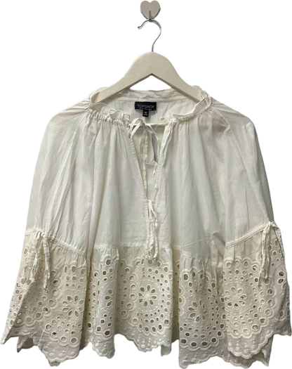 Topshop White Embroidered Blouse UK 8