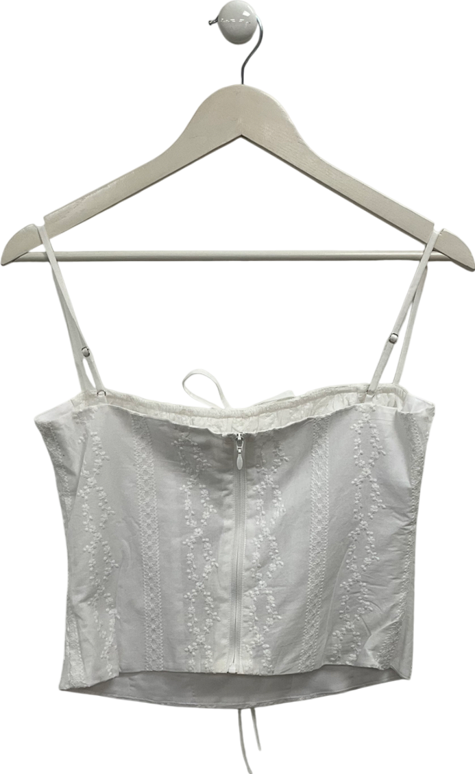 Mistress Rocks White Embroidered Floral Top UK M