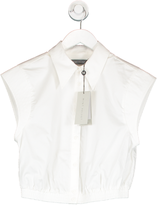 Mint Velvet White Crop Cotton Shirt UK S
