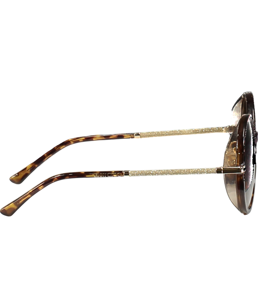 Jimmy Choo Brown Ema Round Sunglasses in case