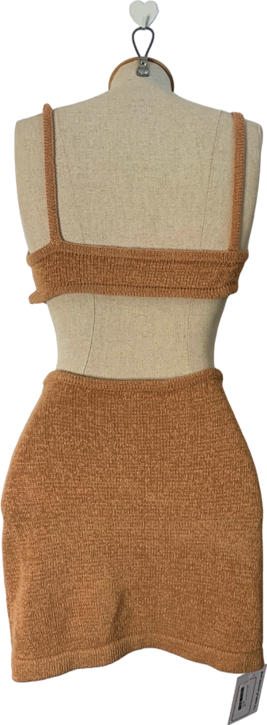 Fashion Nova Tan Knit Cutout Dress XS