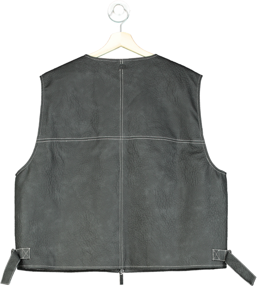 BoohooMan Charcoal Textured Pu Utility Vest UK XL