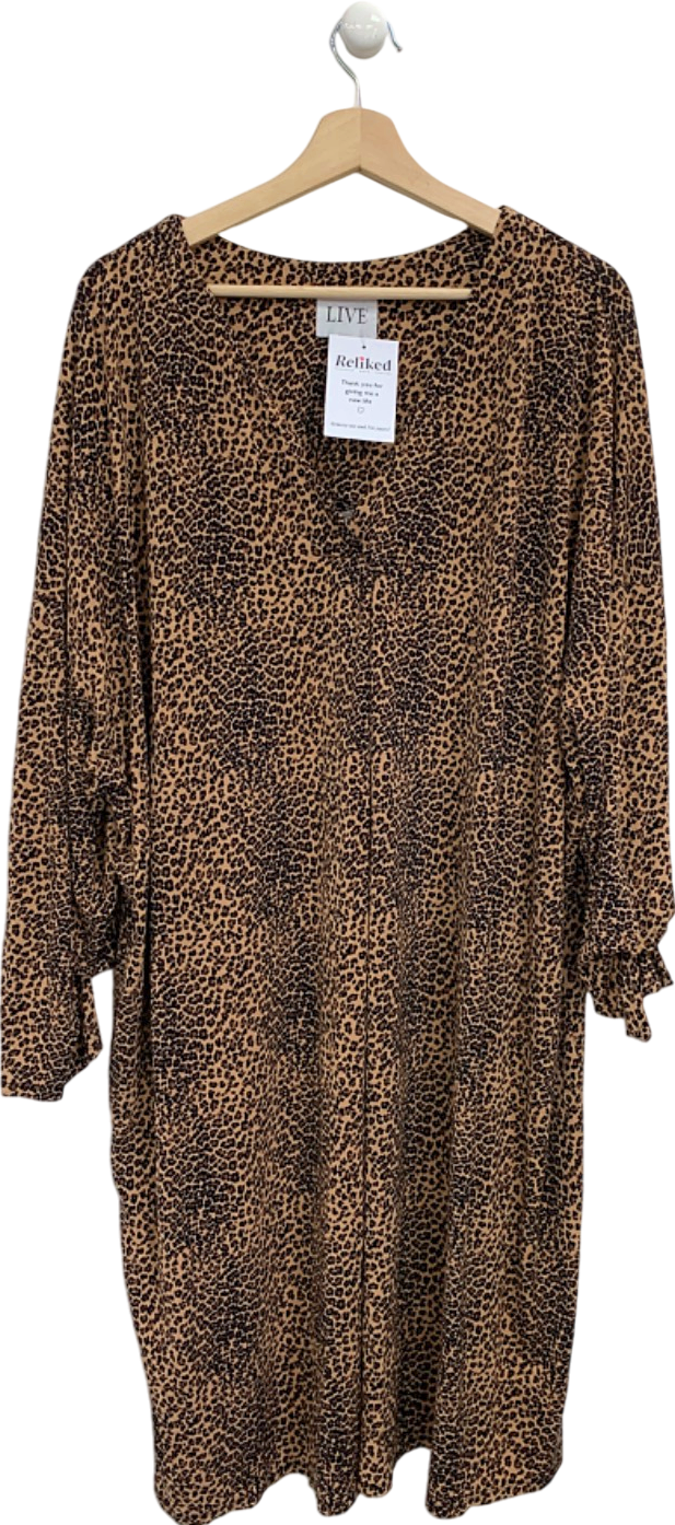 Live Brown Leopard Print Long Dress UK 26-28