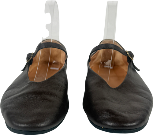Arket Brown Leather Mary Jane Shoes UK 7 EU 40