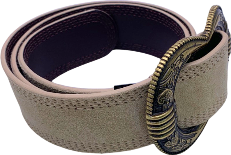 Sézane Beige Gaia Leather Double Buckle Belt Size 80