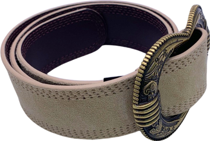 Sézane Beige Gaia Leather Double Buckle Belt Size 80