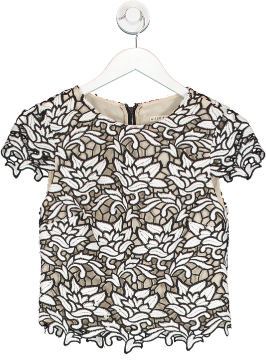 Alice + Olivia Black And White Floral Top UK XS