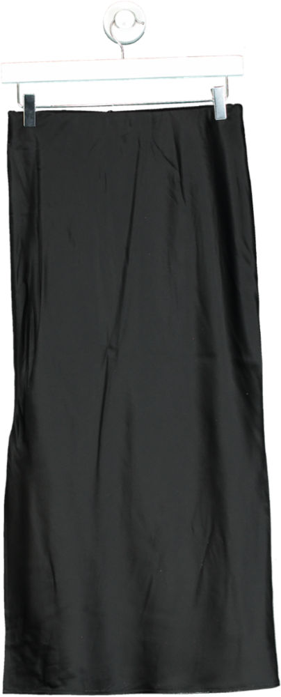 LilySilk Black Silk Midi Skirt UK S