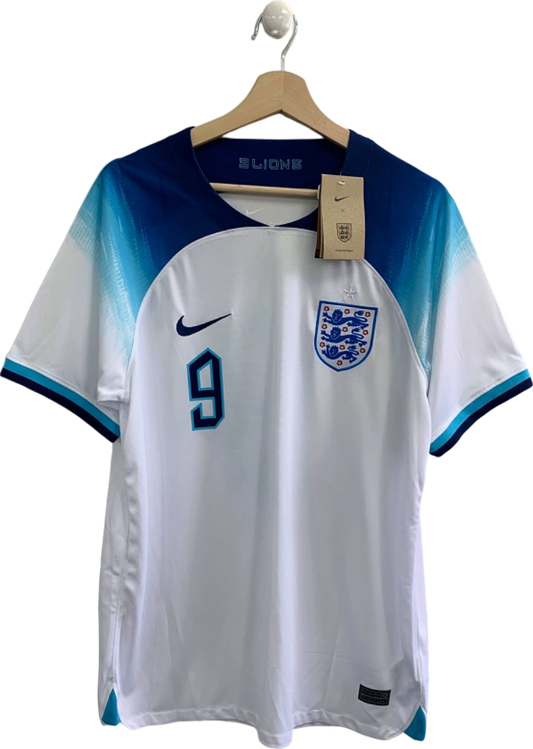 Nike White/Blue England Home Football Shirt Harry Kane 9 XL