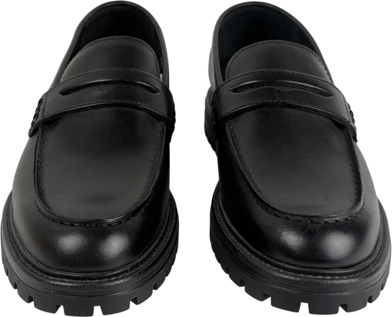 Dune Black Leather Chunky Loafers UK 8 EU 42 👞
