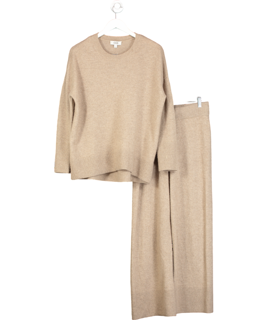 cos Beige 100% Cashmere Knit Jumper And Trouser Lounge  Co-ord UK XS