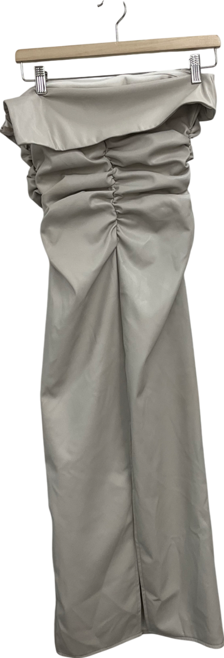 Kaiia the label Cream Leather Look Bandeau Midaxi Dress UK 8