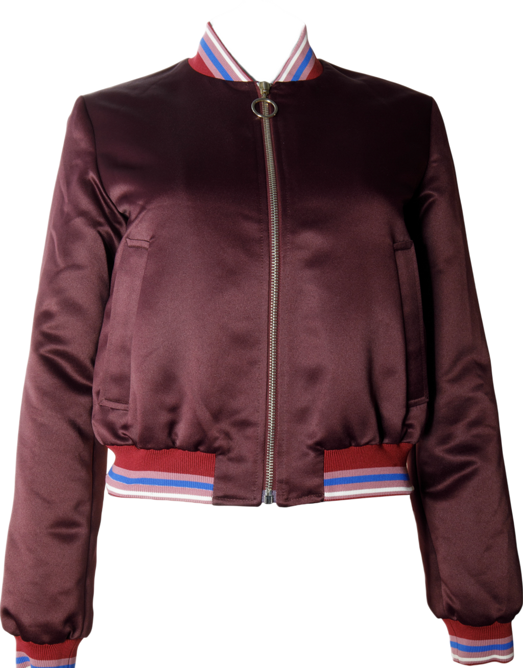 Pinko Red "believe In Love" Embroidered Satin Bomber Jacket UK 6