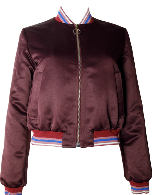 Pinko Red "believe In Love" Embroidered Satin Bomber Jacket UK 6