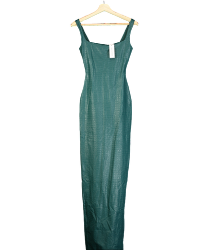 Naked Wardrobe Green Vegan Leather Croc Tank Maxi Dress UK XS