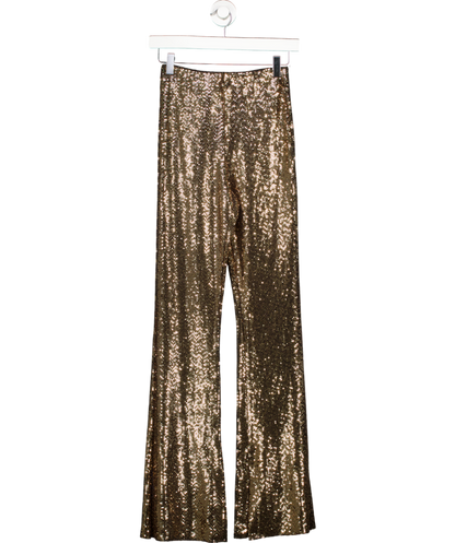 Maje Metallic Pigold Sequin Stretch Woven Flare Trousers UK 8