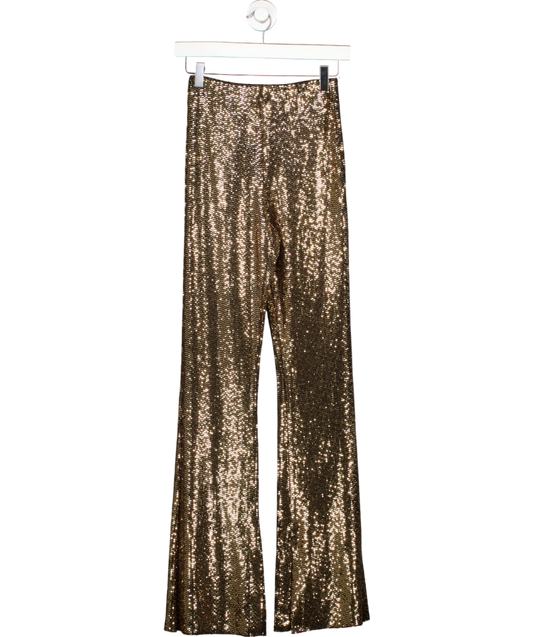 Maje Metallic Pigold Sequin Stretch Woven Flare Trousers UK 8