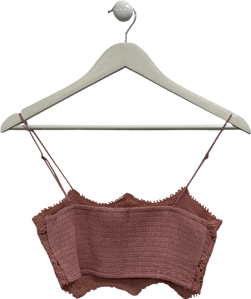 Free People Pink Athena Scallop Crochet Bralette UK XS