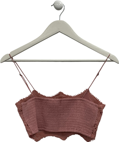 Free People Pink Athena Scallop Crochet Bralette UK XS