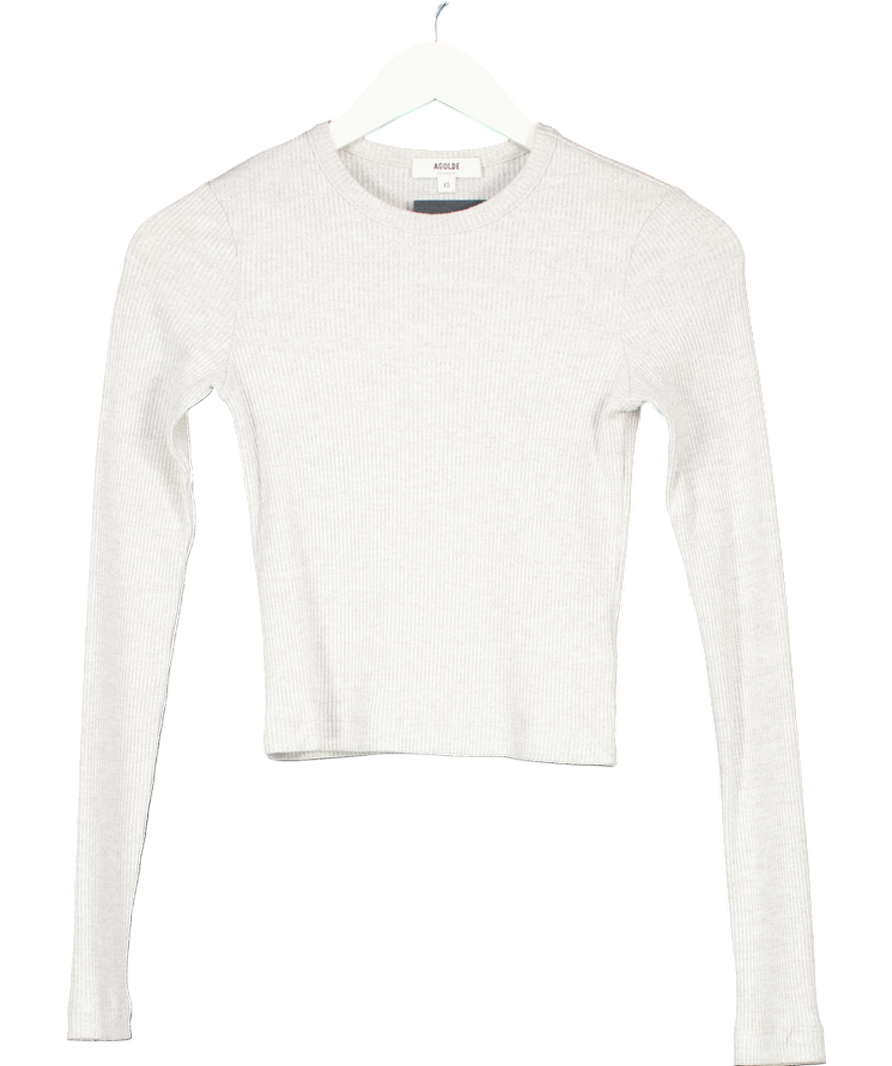 AGOLDE Grey Alma rib Crewneck Top UK XS