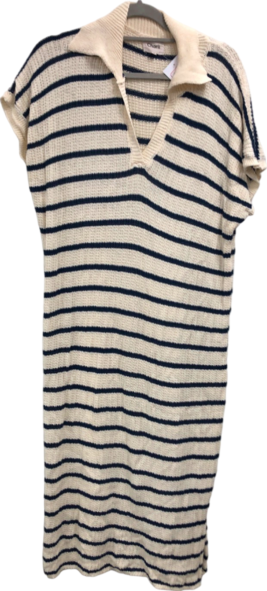 Charli Cream Striped Knit Dress One Size