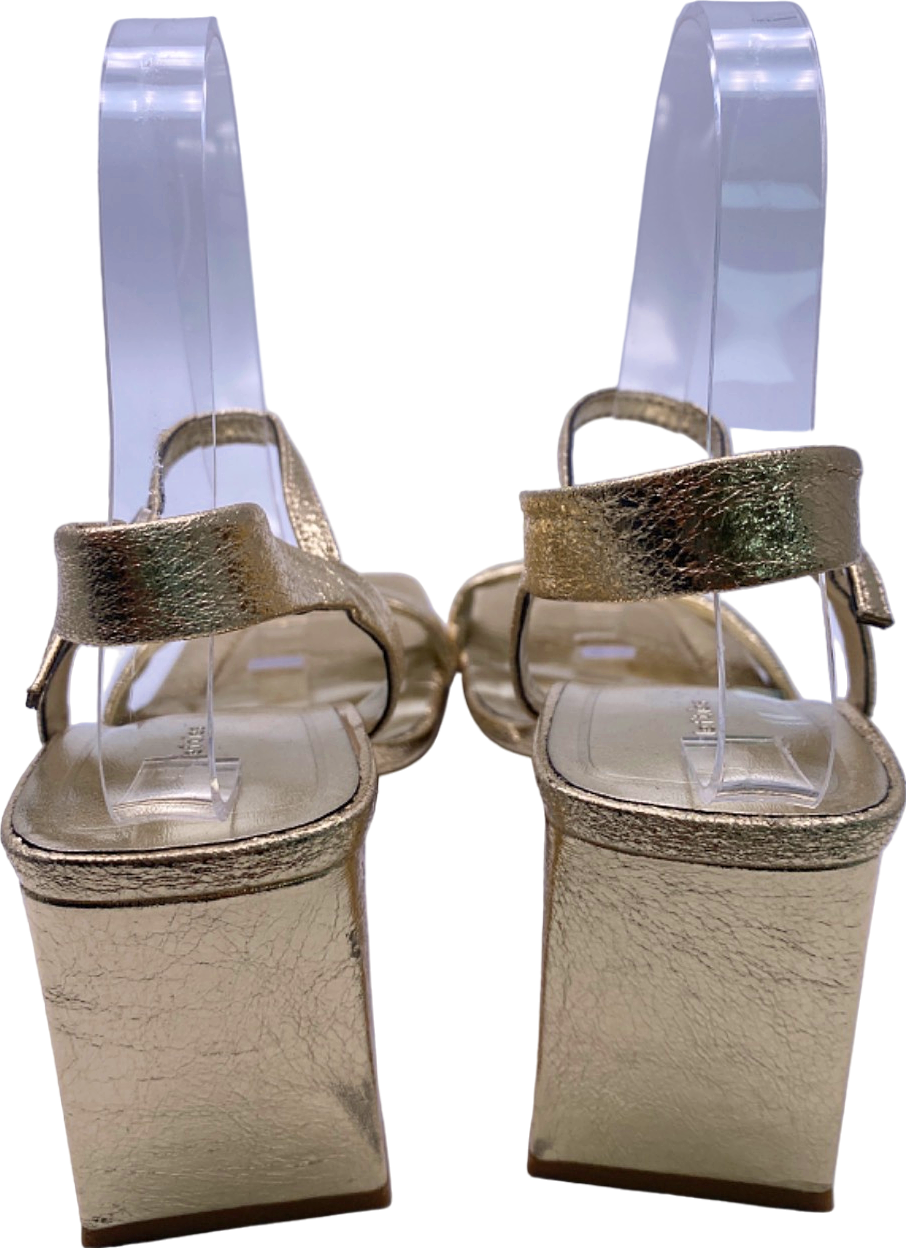 Lefties Gold Metallic Strappy Block Heels UK Size 5