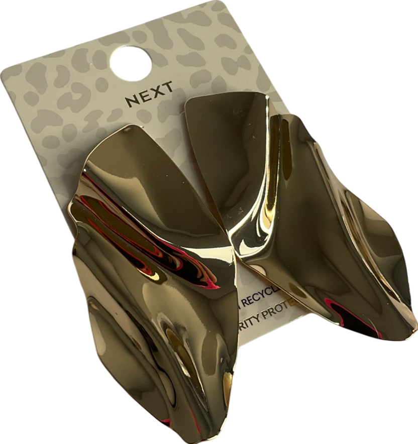 Next Metallic Gold Tone Molten Folded Statement Earrings Made With Recycled Brass One Size