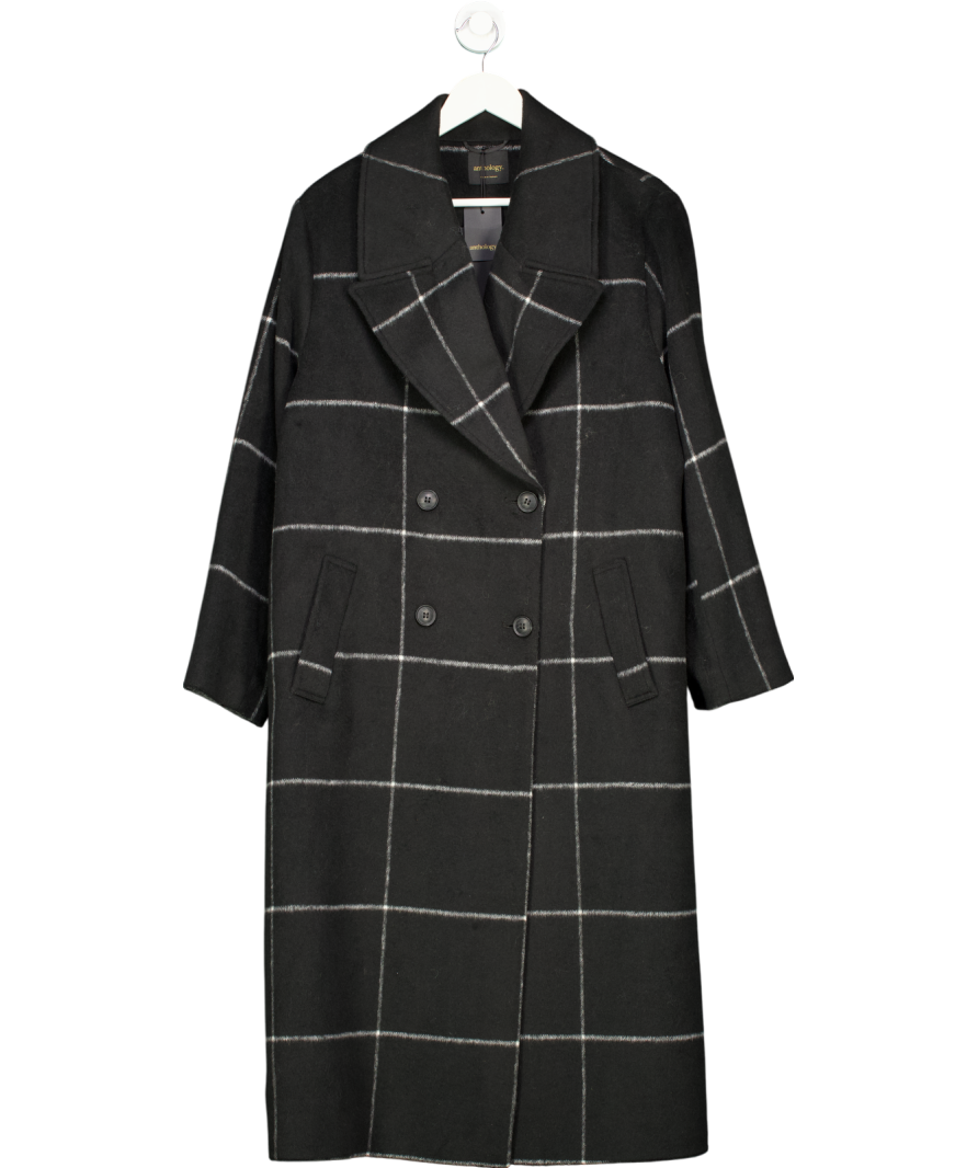 Anthology Black Double Breasted Check Coat UK 16