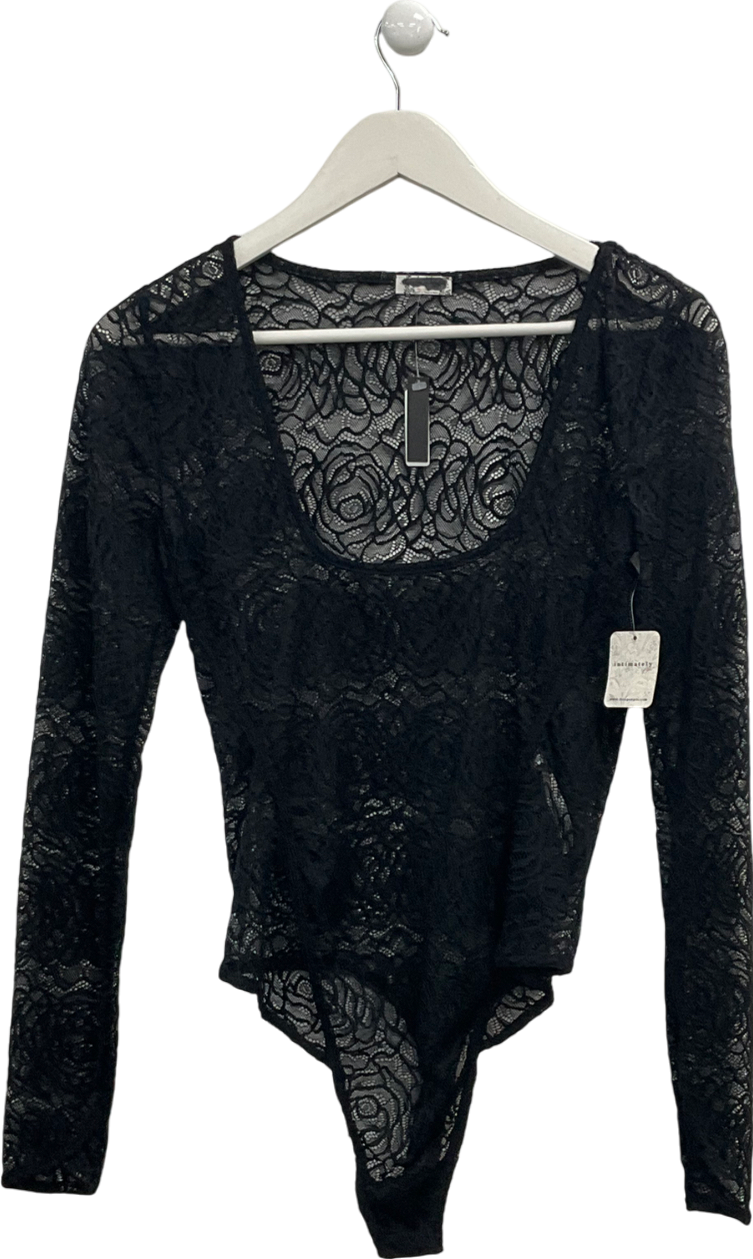 Free People Black Perfectly Fine Lace Bodysuit UK S