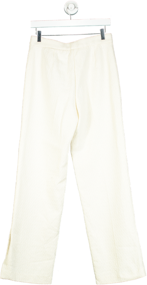 Zara Creme Textured Trousers UK S